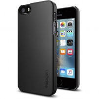 Carcasă ultra subţire rezistentă Spigen, pentru Apple iPhone SE (2016) / 5S - negru