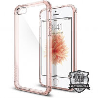 Carcasă de protecţie Spigen Crystal Shell, din policarbonat, pentru Apple iPhone SE (2016) / 5S - transparent roz