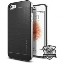 Carcasă exclusivistă de protecţie Spigen Neo, pentru Apple iPhone SE (2016) / 5S - černě argintiu