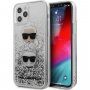 Karl Lagerfeld Liquid Glitter 2 Heads carcasă pentru iPhone 12 / 12 Pro - argintiu