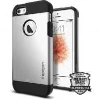 Carcasă rezistentă subţire Spigen Armor, pentru Apple iPhone SE (2016) / 5S - argintiu