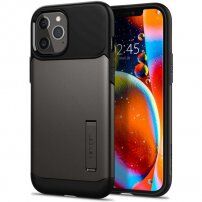 Spigen Slim Armor carcasă cu stativ pentru iPhone 12 Pro Max - gri închis