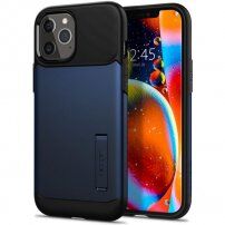 Spigen Slim Armor carcasă cu stativ pentru iPhone 12 Pro Max - albastru închis