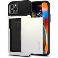 Spigen Slim Armor Wallet carcasă cu compartiment practic pentru iPhone 12 / 12 Pro - alb