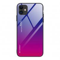 Carcasă cu partea din spate din sticlă pentru iPhone 12 mini - albastru-fuxia