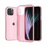 Carcasă transparentă cu protecția camerei pentru iPhone 12 / 12 Pro - roz