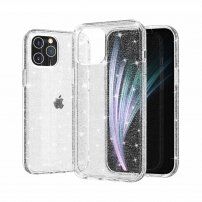 Carcasă transparentă cu paiete, pentru iPhone 12 Pro Max - argintiu