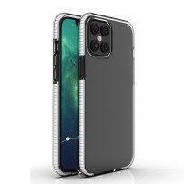 Carcasă transparentă cu cadru colorat din plastic moale pentru iPhone 12 Pro Max - alb