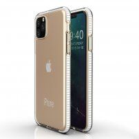 Carcasă transparentă cu cadru colorat din plastic moale pentru iPhone 11 Pro - alb