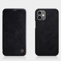 Nillkin Qin husă tip portofel din piele PU pentru iPhone 12 mini - negru