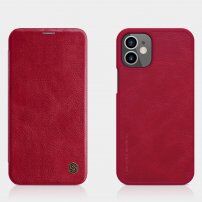 Nillkin Qin husă tip portofel din piele PU pentru iPhone 12 mini - roșu