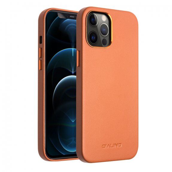 Qialino husă din piele pentru iPhone 12 Pro Max - maro