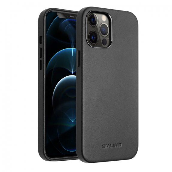 Qialino husă din piele pentru iPhone 12 Pro Max - negru
