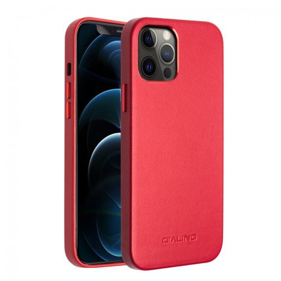 Qialino husă din piele pentru iPhone 12 Pro Max - roșu