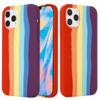Carcasă din silicon pentru iPhone 12 mini - Carcasă din silicon pentru iPhone 11 - linii curcubeu vertical