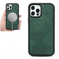 Carcasă din piele PU compatibilă cu încărcare wireless pentru iPhone 12 Pro Max - verde