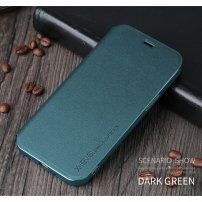 X-Level husă flip din piele cu suport pentru iPhone 12 / 12 Pro - verde