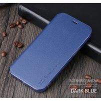X-Level husă flip din piele cu suport pentru iPhone 12 / 12 Pro - albastru