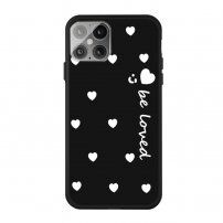 Carcasă moale cu inimi pentru iPhone 12 / 12 Pro - negru