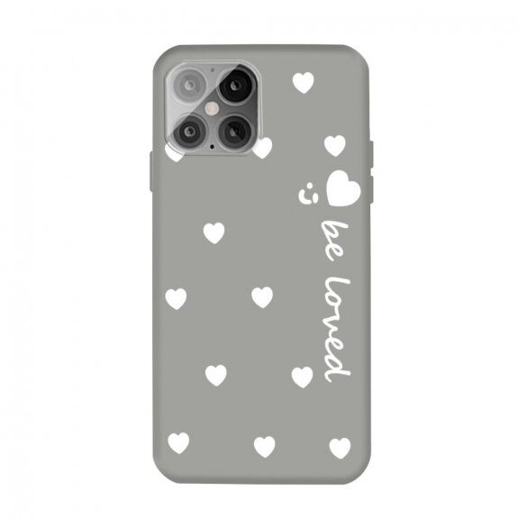Carcasă moale cu inimi pentru iPhone 12 / 12 Pro - gri