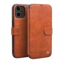 Qialino husă flip din piele pentru iPhone 12 mini - maro