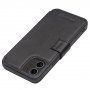 Qialino husă flip din piele pentru iPhone 12 / 12 Pro - negru