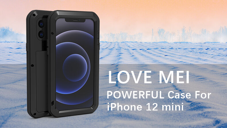 Love Mei carcasă foarte rezistentă la șoc/apă/praf pentru iPhone 12 mini - negru