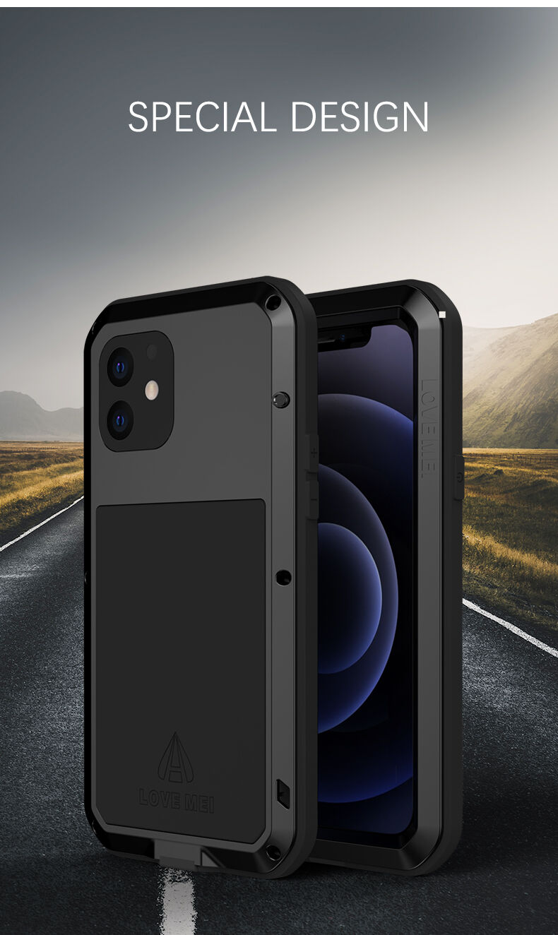 Love Mei carcasă foarte rezistentă la șoc/apă/praf pentru iPhone 12 mini - negru