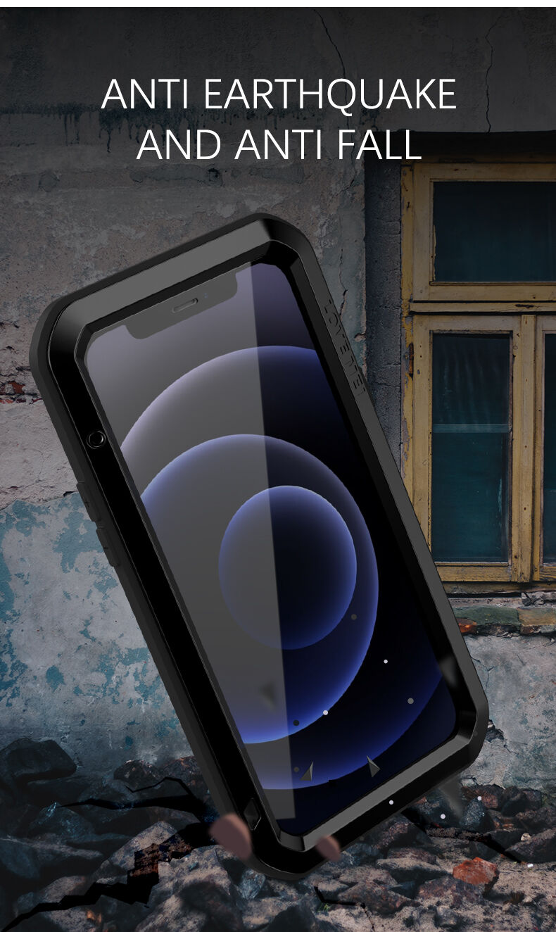 Love Mei carcasă foarte rezistentă la șoc/apă/praf pentru iPhone 12 mini - negru