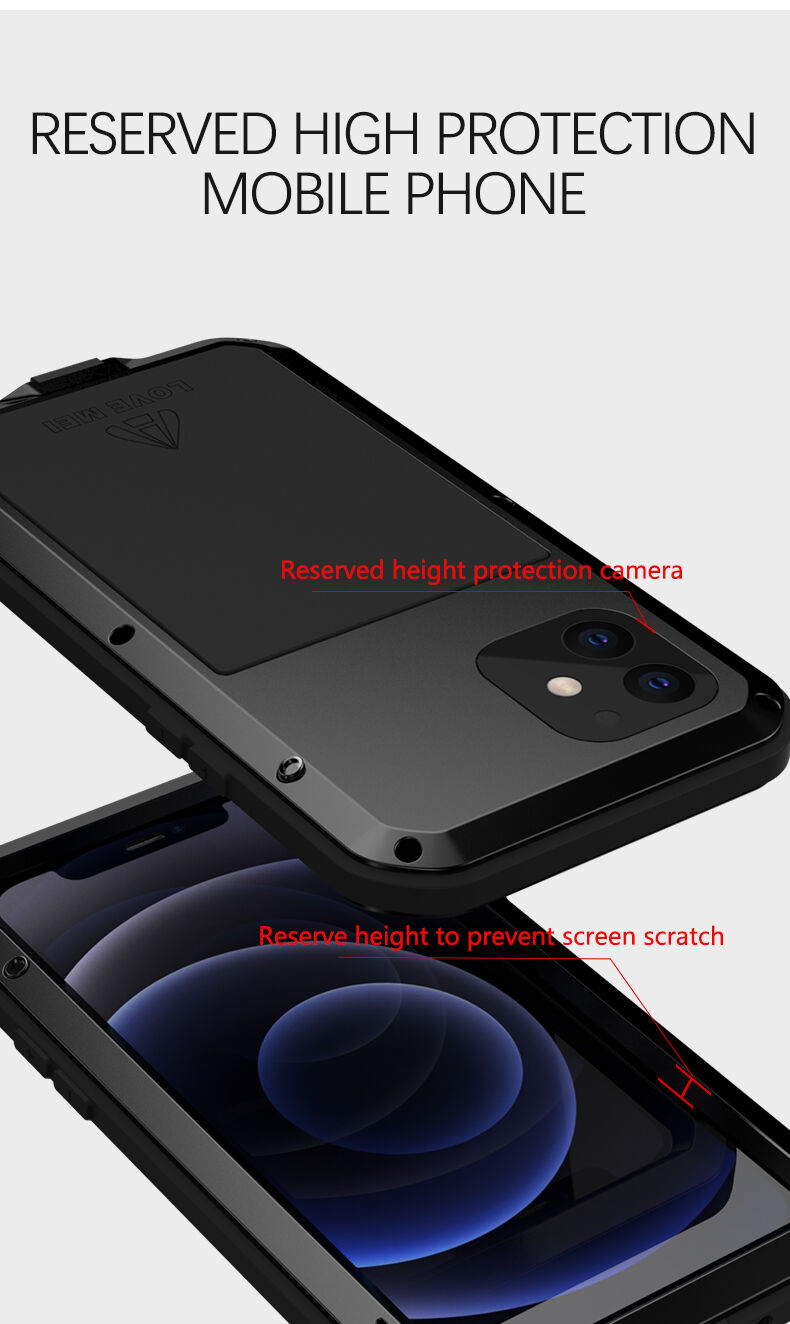 Love Mei carcasă foarte rezistentă la șoc/apă/praf pentru iPhone 12 mini - negru