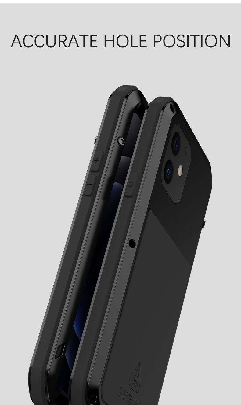 Love Mei carcasă foarte rezistentă la șoc/apă/praf pentru iPhone 12 mini - negru