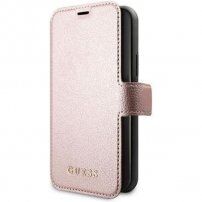 Guess IriDescent Book husă flip pentru iPhone 12 mini - roz