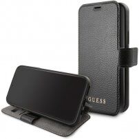 Guess IriDescent Book husă flip pentru iPhone 12 / 12 Pro - negru