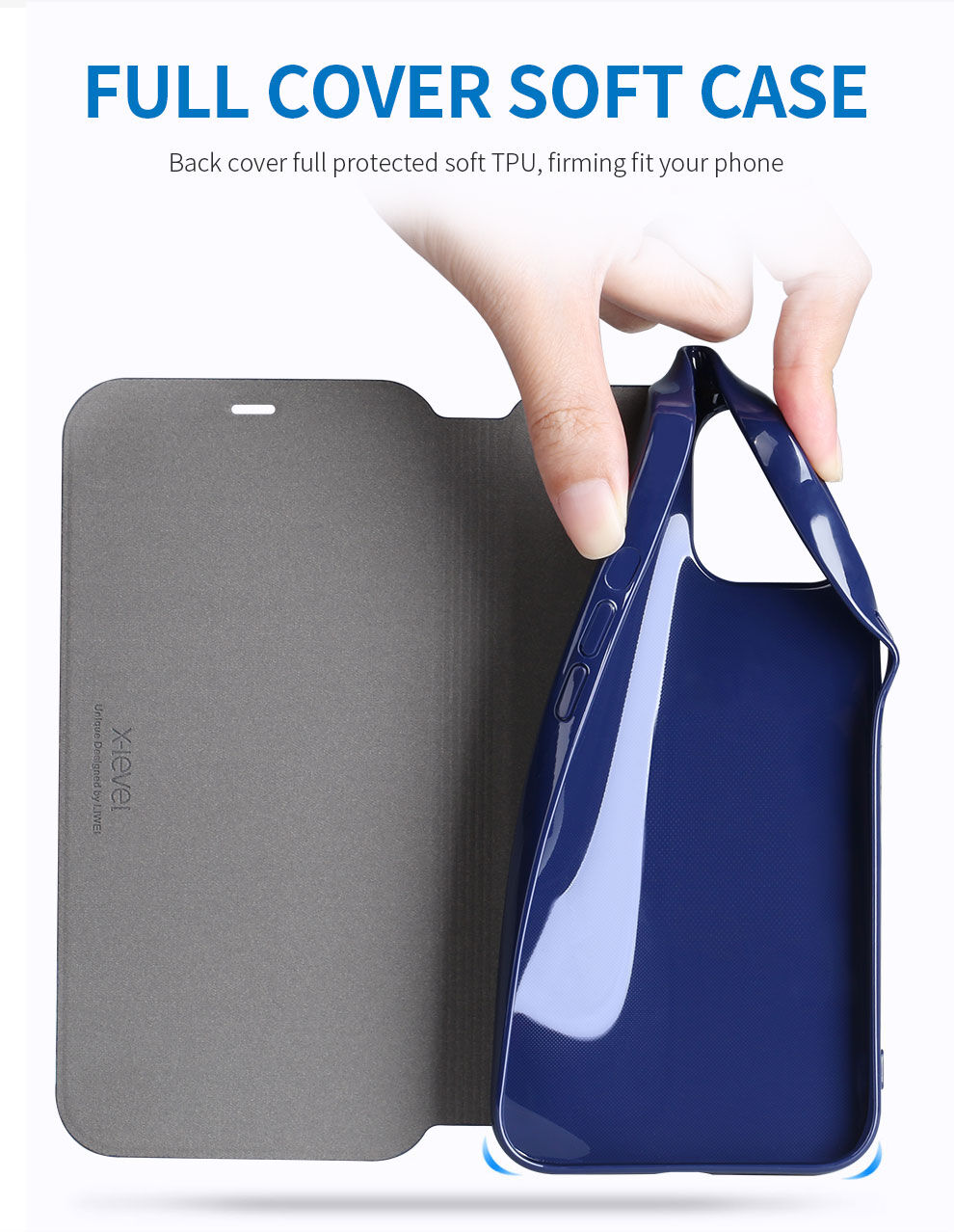 X-Level husă flip din piele cu suport pentru iPhone 12 mini - negru