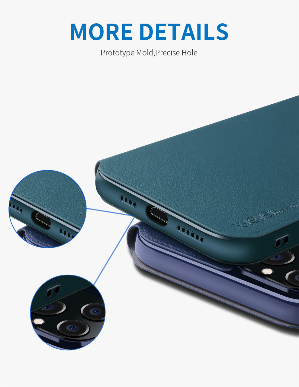 X-Level husă flip din piele cu suport pentru iPhone 12 mini - albastru