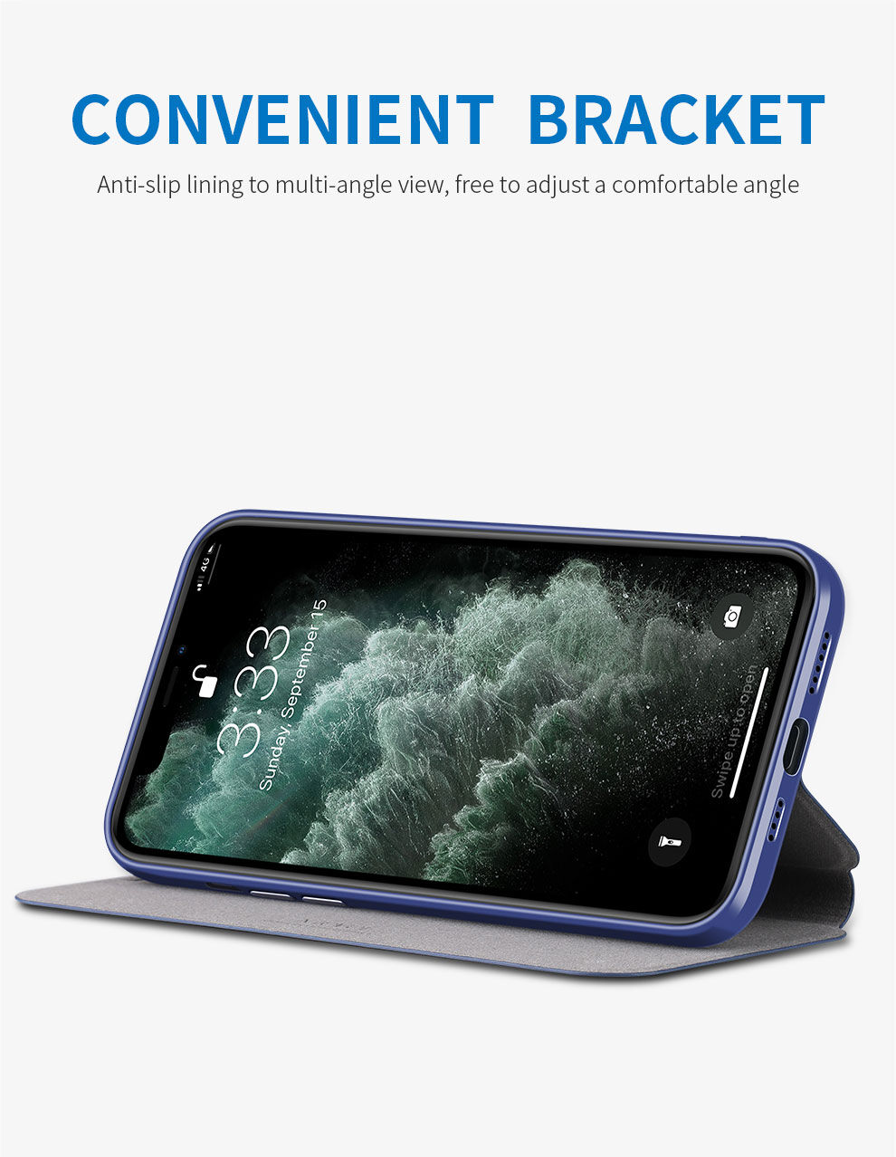 X-Level husă flip din piele cu suport pentru iPhone 12 / 12 Pro - verde