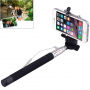 Băţ / monopod telescopic pentru selfie, cu declanşare prin fir, pentru iPhone – lungime 101,4 cm – negru