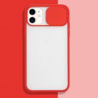 Carcasă semitransparentă cu capac glisant pentru lentila camerei foto iPhone 11 Pro Max - roșu