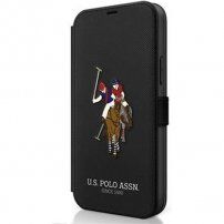U.S. Polo Embroidery husă flip pentru iPhone 12 / 12 Pro - negru