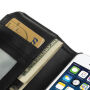 Husă din piele, cu slot-uri pentru carduri, pentru Apple iPhone 5 / 5S / SE (2016) – neagră
