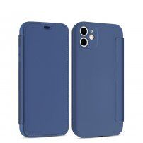 Husă flip din silicon cu buzunar pentru card iPhone 11 Pro Max - albastru