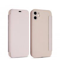 Husă flip din silicon cu buzunar pentru card iPhone 11 - roz