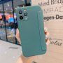 Carcasă tip portofel din silicon și piele PU pentru iPhone 12 - verde închis