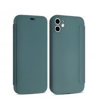 Husă flip din silicon cu buzunar pentru card iPhone 11 - verde închis