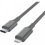 Belkin Boost Charge LED cablu împletit cu conectori USB-C / Lightning - 1,2m - argintiu