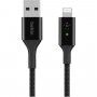 BELKIN Boost Charge LED cablu împletit de date și încărcare, USB-A 2.0 / Lightning pentru iPhone / iPad / iPod / AirPods - 1,2 m - negru