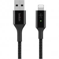 BELKIN Boost Charge LED cablu împletit de date și încărcare, USB-A 2.0 / Lightning pentru iPhone / iPad / iPod / AirPods - 1,2 m - negru