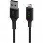 BELKIN Boost Charge LED cablu împletit de date și încărcare, USB-A 2.0 / Lightning pentru iPhone / iPad / iPod / AirPods - 1,2 m - negru
