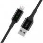 BELKIN Boost Charge LED cablu împletit de date și încărcare, USB-A 2.0 / Lightning pentru iPhone / iPad / iPod / AirPods - 1,2 m - negru