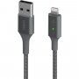 BELKIN Boost Charge LED cablu împletit de date și încărcare, USB-A 2.0 / Lightning pentru iPhone / iPad / iPod / AirPods - 1,2 m - argintiu